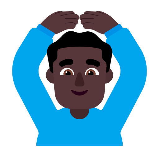 Microsoft design of the man gesturing OK: dark skin tone emoji verson:Windows-11-23H2