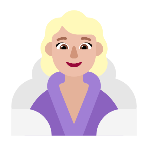 Microsoft design of the woman in steamy room: medium-light skin tone emoji verson:Windows-11-23H2