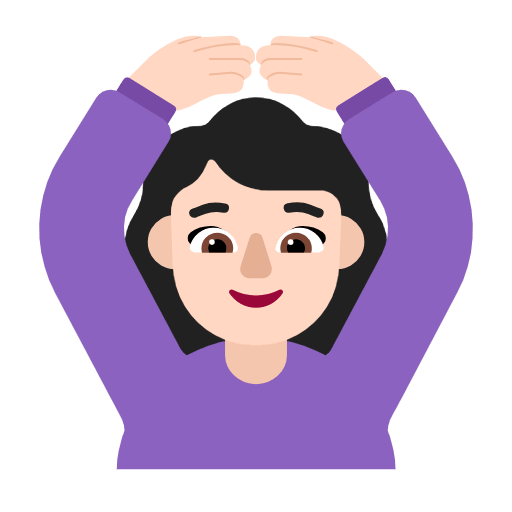 Microsoft design of the woman gesturing OK: light skin tone emoji verson:Windows-11-23H2