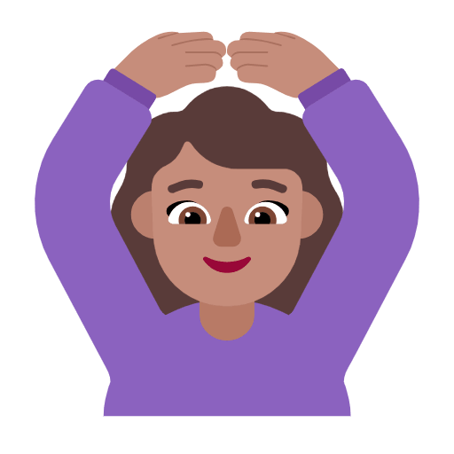 Microsoft design of the woman gesturing OK: medium skin tone emoji verson:Windows-11-23H2