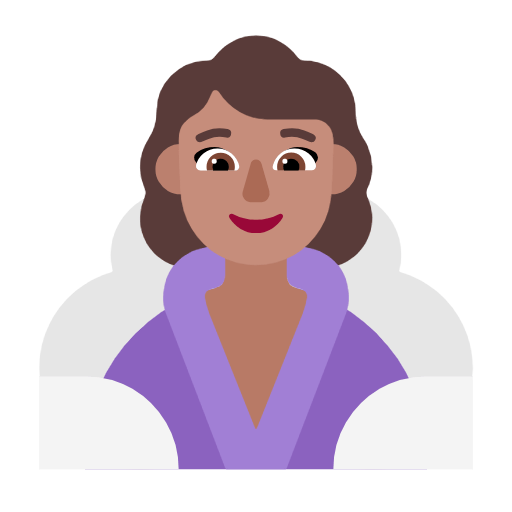 Microsoft design of the woman in steamy room: medium skin tone emoji verson:Windows-11-23H2