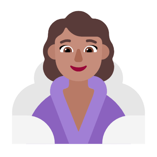 Microsoft design of the woman in steamy room: medium skin tone emoji verson:Windows-11-23H2