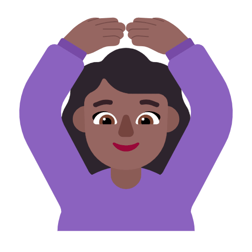 Microsoft design of the woman gesturing OK: medium-dark skin tone emoji verson:Windows-11-23H2