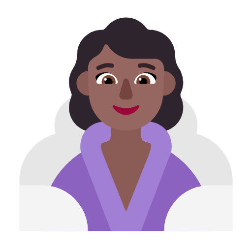 Microsoft design of the woman in steamy room: medium-dark skin tone emoji verson:Windows-11-23H2