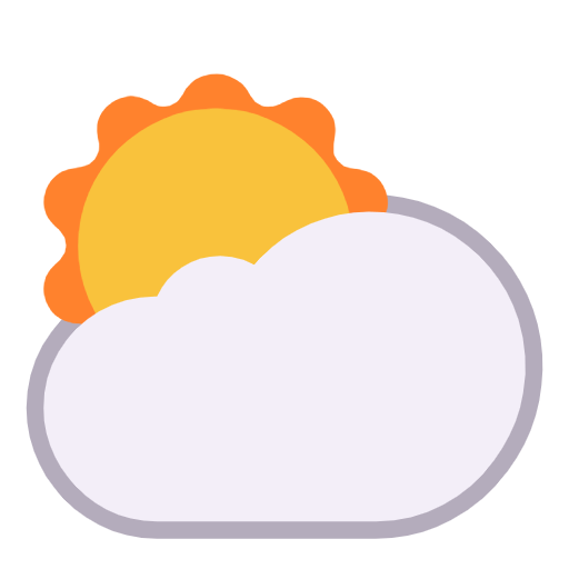 Microsoft design of the sun behind cloud emoji verson:Windows-11-23H2