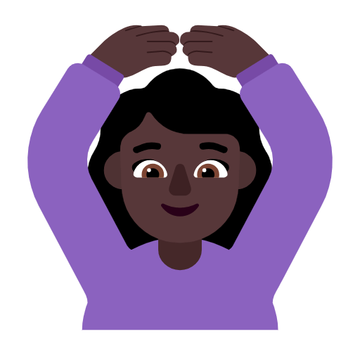 Microsoft design of the woman gesturing OK: dark skin tone emoji verson:Windows-11-23H2