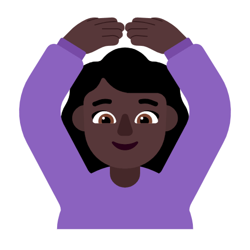 Microsoft design of the woman gesturing OK: dark skin tone emoji verson:Windows-11-23H2