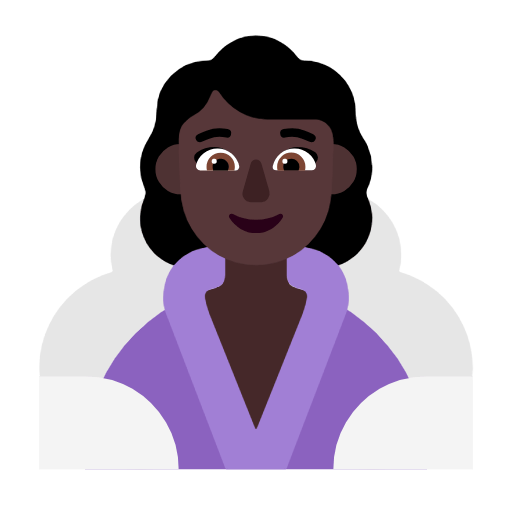 Microsoft design of the woman in steamy room: dark skin tone emoji verson:Windows-11-23H2