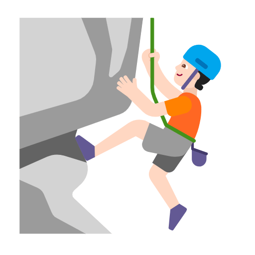Microsoft design of the person climbing: light skin tone emoji verson:Windows-11-23H2