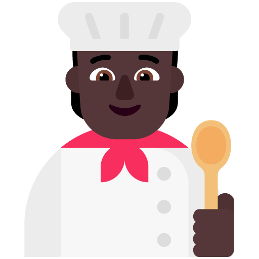 Microsoft design of the cook: dark skin tone emoji verson:Windows-11-22H2