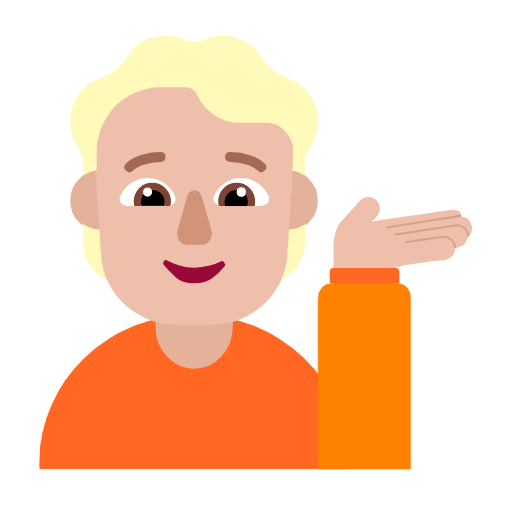 Microsoft design of the person tipping hand: medium-light skin tone emoji verson:Windows-11-23H2