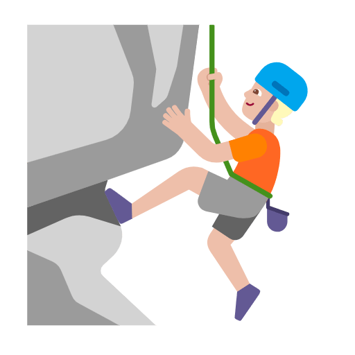 Microsoft design of the person climbing: medium-light skin tone emoji verson:Windows-11-23H2