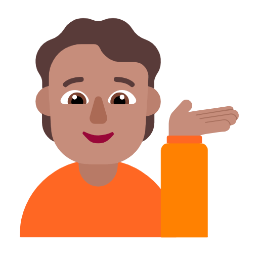 Microsoft design of the person tipping hand: medium skin tone emoji verson:Windows-11-23H2