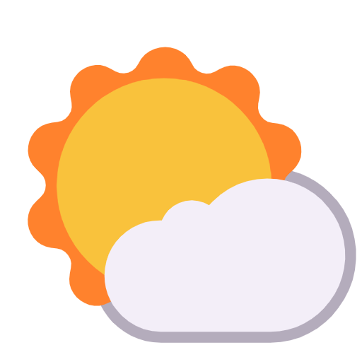 Microsoft design of the sun behind small cloud emoji verson:Windows-11-23H2