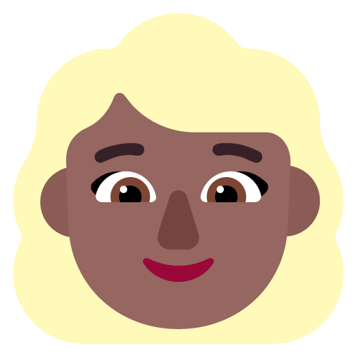 Microsoft design of the woman: medium-dark skin tone blond hair emoji verson:Windows-11-22H2