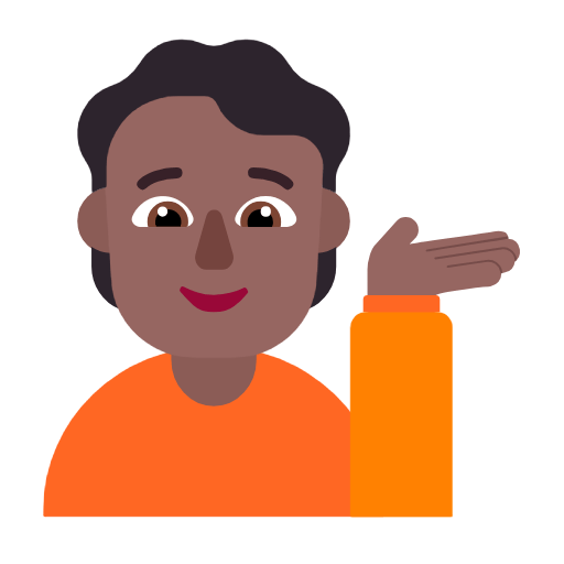 Microsoft design of the person tipping hand: medium-dark skin tone emoji verson:Windows-11-23H2