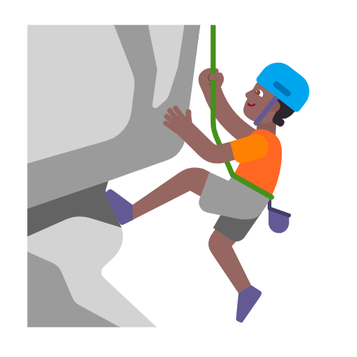 Microsoft design of the person climbing: medium-dark skin tone emoji verson:Windows-11-23H2