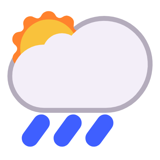 Microsoft design of the sun behind rain cloud emoji verson:Windows-11-23H2