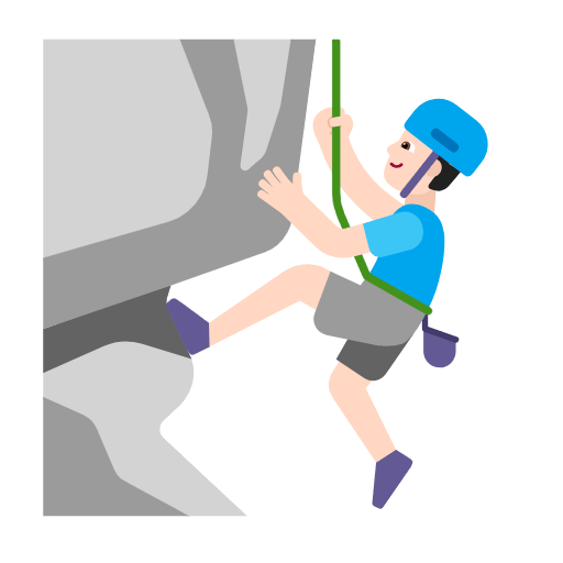 Microsoft design of the man climbing: light skin tone emoji verson:Windows-11-23H2