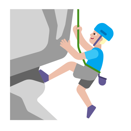 Microsoft design of the man climbing: medium-light skin tone emoji verson:Windows-11-23H2