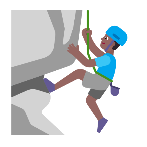 Microsoft design of the man climbing: medium-dark skin tone emoji verson:Windows-11-23H2