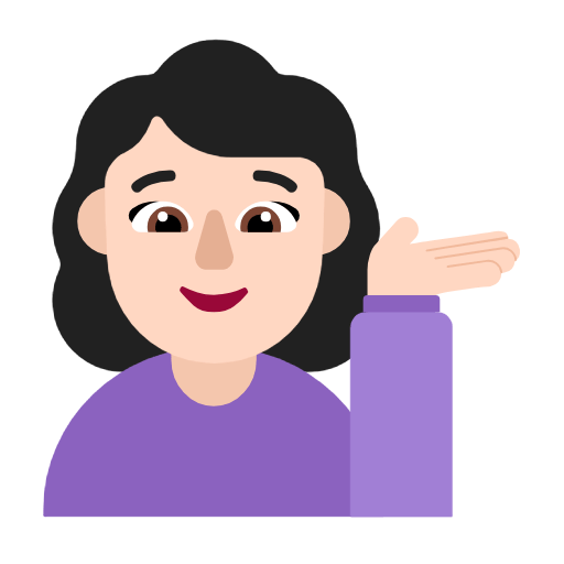 Microsoft design of the woman tipping hand: light skin tone emoji verson:Windows-11-23H2