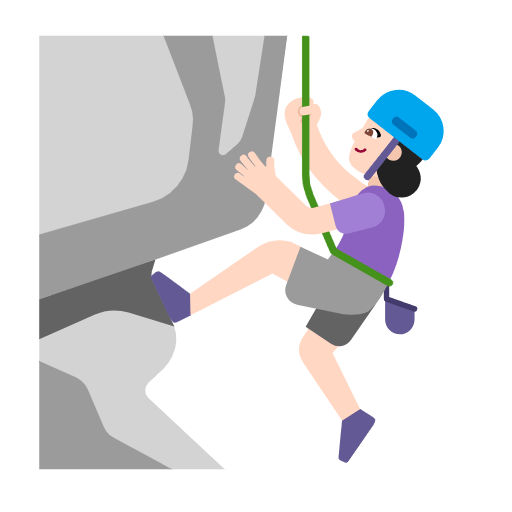 Microsoft design of the woman climbing: light skin tone emoji verson:Windows-11-23H2
