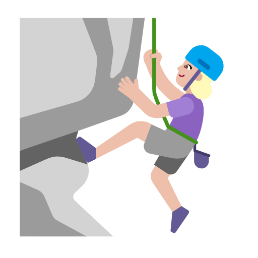 Microsoft design of the woman climbing: medium-light skin tone emoji verson:Windows-11-23H2