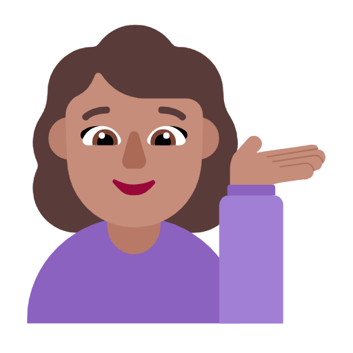 Microsoft design of the woman tipping hand: medium skin tone emoji verson:Windows-11-23H2