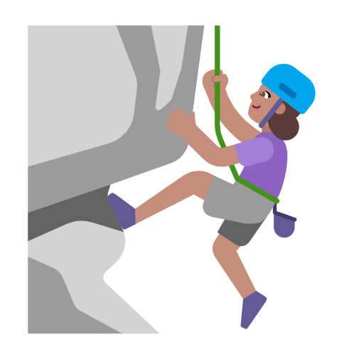 Microsoft design of the woman climbing: medium skin tone emoji verson:Windows-11-23H2