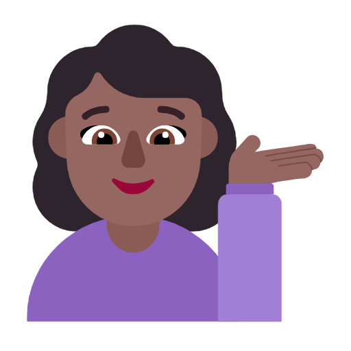 Microsoft design of the woman tipping hand: medium-dark skin tone emoji verson:Windows-11-23H2