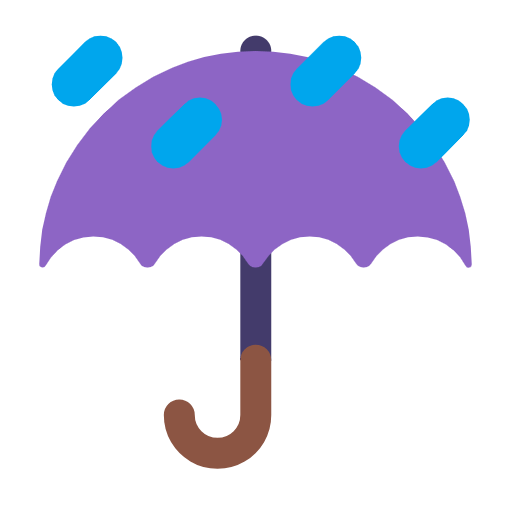 Microsoft design of the umbrella with rain drops emoji verson:Windows-11-23H2