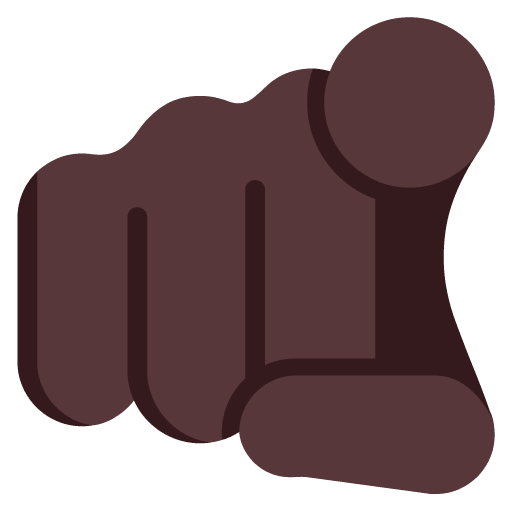 Microsoft design of the index pointing at the viewer: dark skin tone emoji verson:Windows-11-22H2