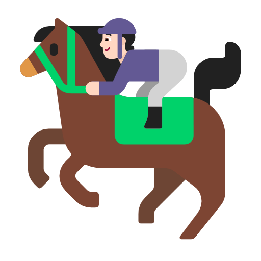 Microsoft design of the horse racing: light skin tone emoji verson:Windows-11-23H2