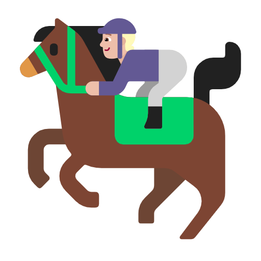 Microsoft design of the horse racing: medium-light skin tone emoji verson:Windows-11-23H2