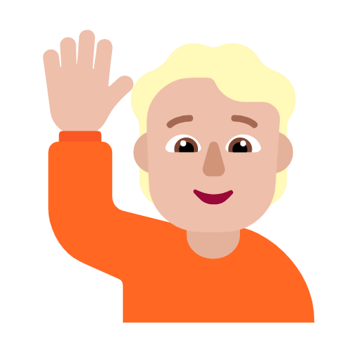 Microsoft design of the person raising hand: medium-light skin tone emoji verson:Windows-11-23H2