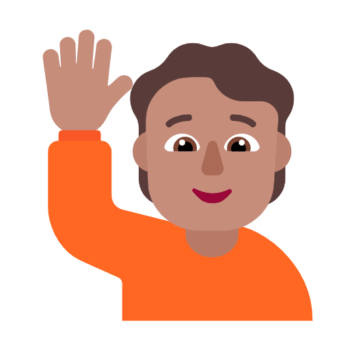 Microsoft design of the person raising hand: medium skin tone emoji verson:Windows-11-23H2