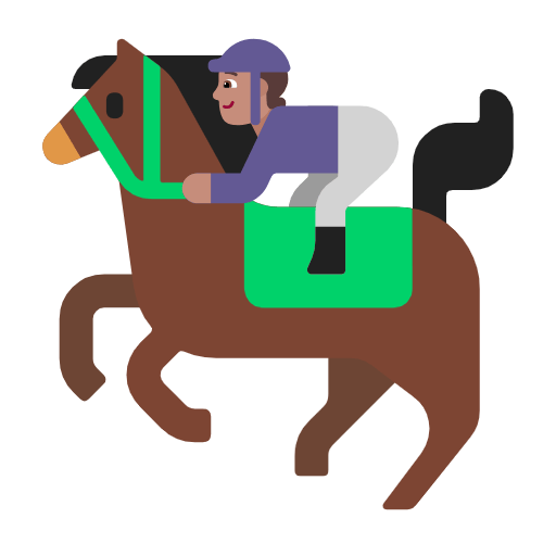 Microsoft design of the horse racing: medium skin tone emoji verson:Windows-11-23H2