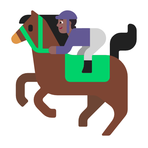 Microsoft design of the horse racing: medium-dark skin tone emoji verson:Windows-11-23H2