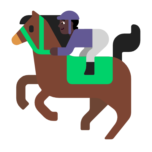 Microsoft design of the horse racing: dark skin tone emoji verson:Windows-11-23H2