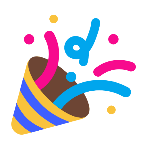 Microsoft design of the party popper emoji verson:Windows-11-23H2