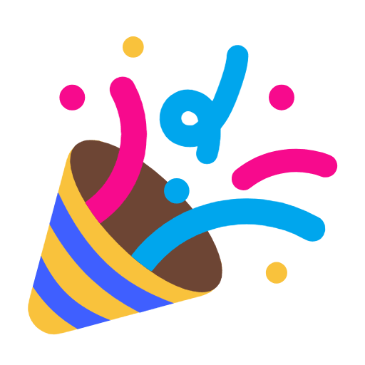 Microsoft design of the party popper emoji verson:Windows-11-23H2