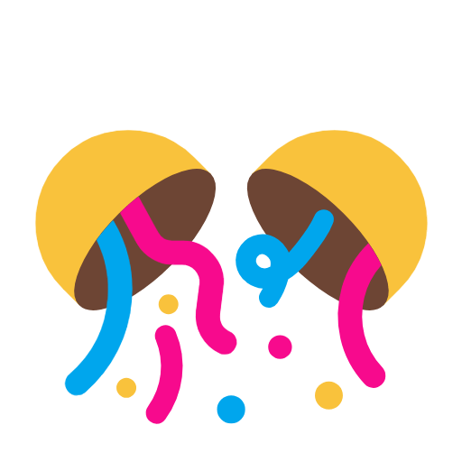 Microsoft design of the confetti ball emoji verson:Windows-11-23H2