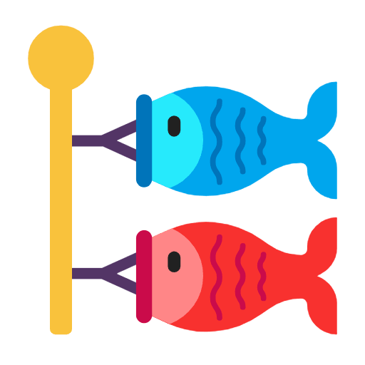 Microsoft design of the carp streamer emoji verson:Windows-11-23H2