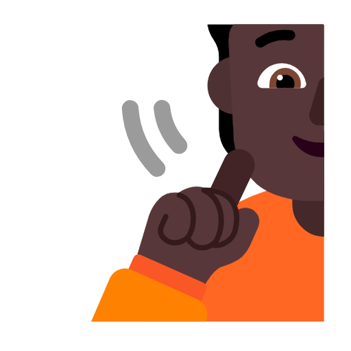 Microsoft design of the deaf person: dark skin tone emoji verson:Windows-11-23H2