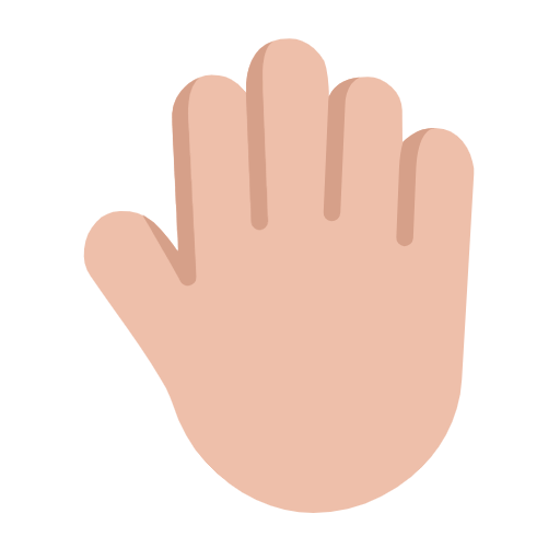Microsoft design of the raised back of hand: medium-light skin tone emoji verson:Windows-11-23H2