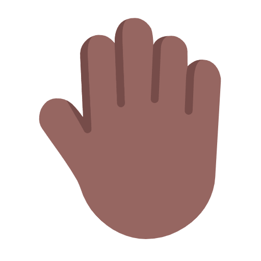 Microsoft design of the raised back of hand: medium-dark skin tone emoji verson:Windows-11-23H2