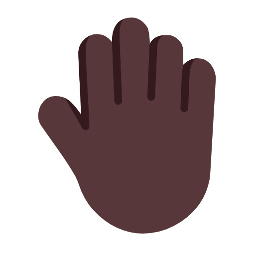 Microsoft design of the raised back of hand: dark skin tone emoji verson:Windows-11-23H2