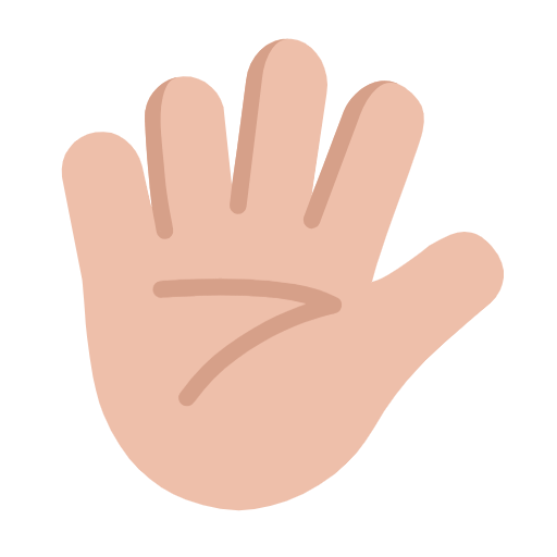 Microsoft design of the hand with fingers splayed: medium-light skin tone emoji verson:Windows-11-23H2
