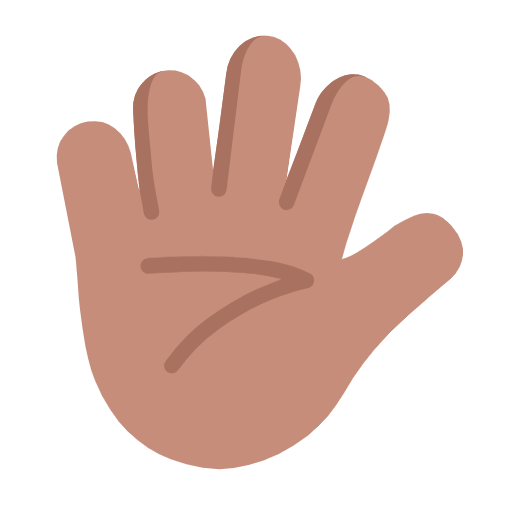 Microsoft design of the hand with fingers splayed: medium skin tone emoji verson:Windows-11-23H2
